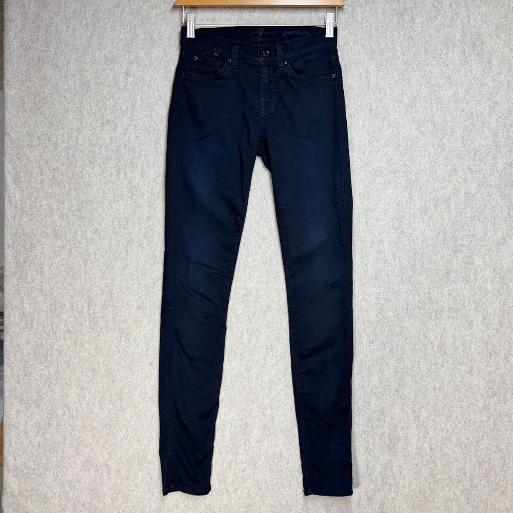 7 For All Mankind Guinevere Skinny Jeans Black/Navy Size 26 Womens Stretch Denim
